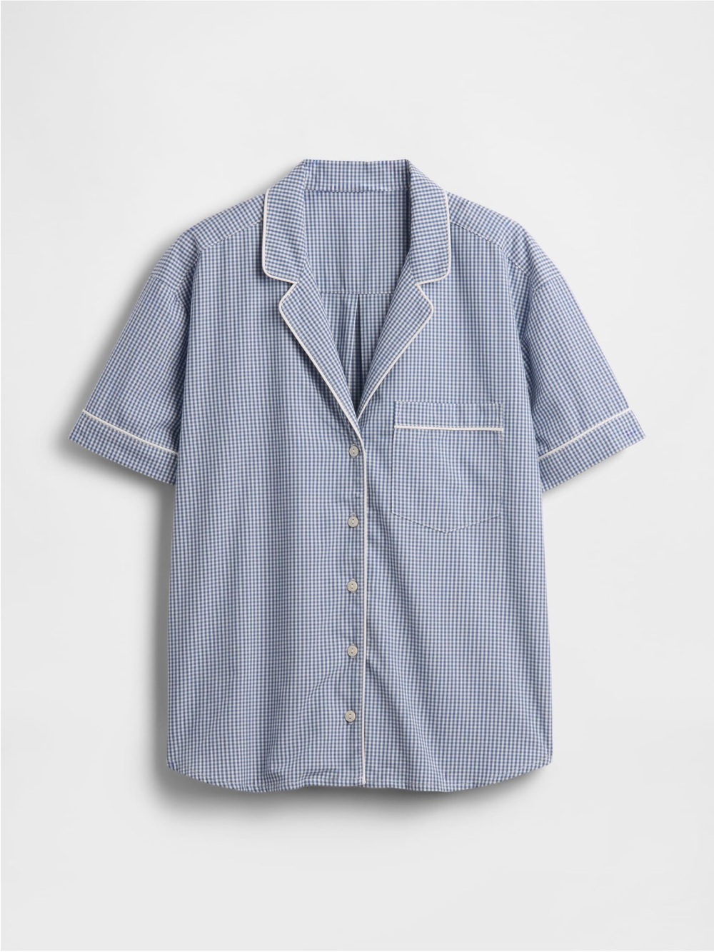 Gap Body Women’s Poplin Pj Shirt - Medium Tall Blue Gingham